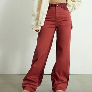 New PacSun Burgundy Ultra High Waisted Cargo Flare Pants Size 24 Two Toned